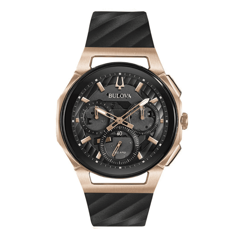 RELOJ BULOVA CURV TIT RUBB STRAP BK